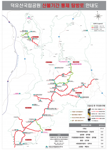 덕유산국립공원 봄철 산불방지기간 일부 탐방로 통제