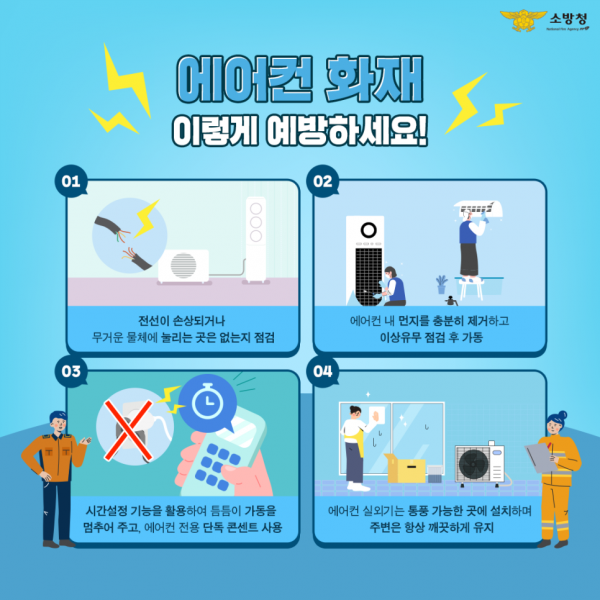  익산소방서, 여름철 냉방기기 화재 절반 이상이 전기적 요인.. 주의 당부