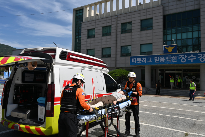 장수경찰서, 화재상황 대비 합동 소방훈련